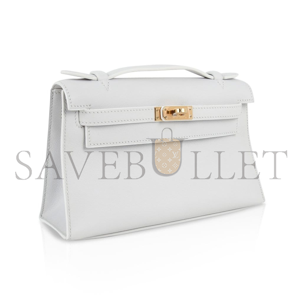 HERMÈS KELLY GENERATION SWIFT MILKSHAKE PLATINUM SILVER BUCKLE (22*14*7cm)